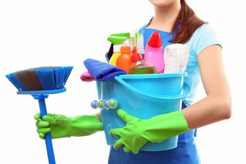 Technician preparing stain removal equipment in a central London flat