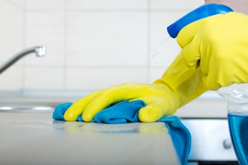 Deep cleaning kitchen surfaces in a Marylebone apartment