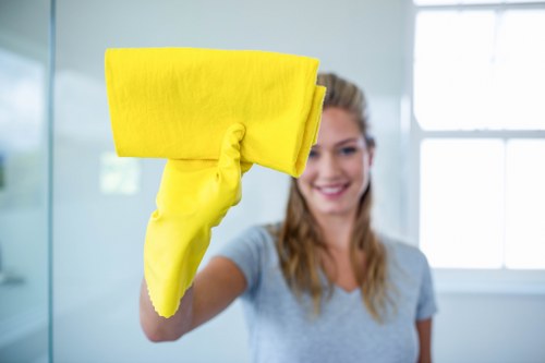 Professional cleaning of a modern apartment block lobby in Marylebone